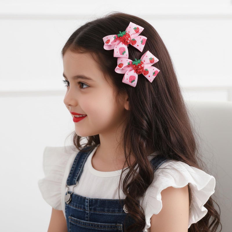 Matwsec 4PCS Strawberry Hair Clips Strawberry Bow Hair Accessories for Women Birthday Party Summer Dress Decor Gifts - Image 3